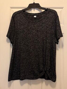 Old Navy Women's Charcoal Gray Short Sleeve Knot Front Side Twist Hem Tee
